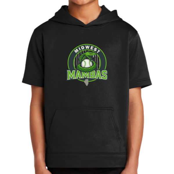 Midwest Mambas Logo 2 - Youth Sport Wick ® Fleece Short Sleeve Hooded Pullover Thumbnail