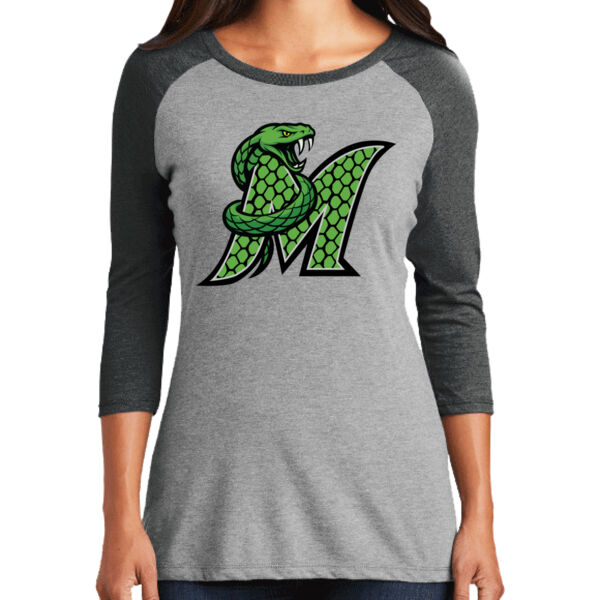 Midwest Mambas Logo 3 - Women's Perfect Tri ® 3/4 Sleeve Raglan Thumbnail