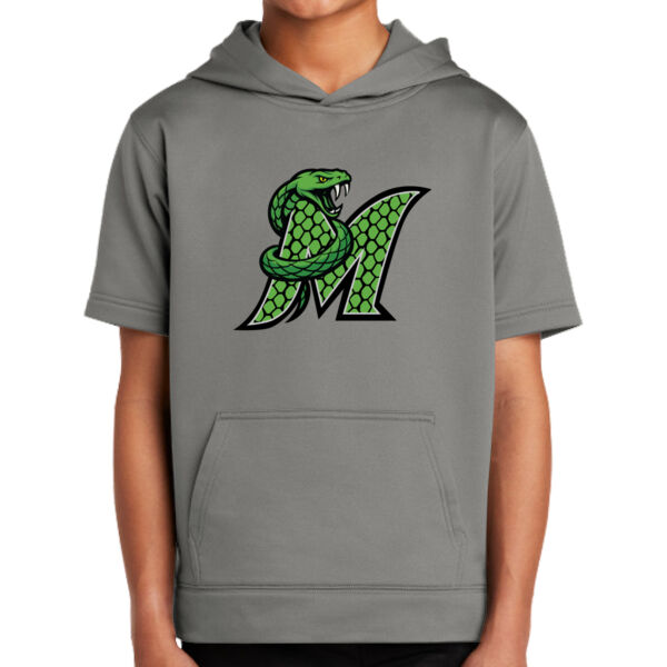 Midwest Mambas Logo 3 - Youth Sport Wick ® Fleece Short Sleeve Hooded Pullover Thumbnail